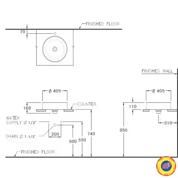 Chậu Lavabo COTTO C00340 MBK Đặt Bàn Màu Đen