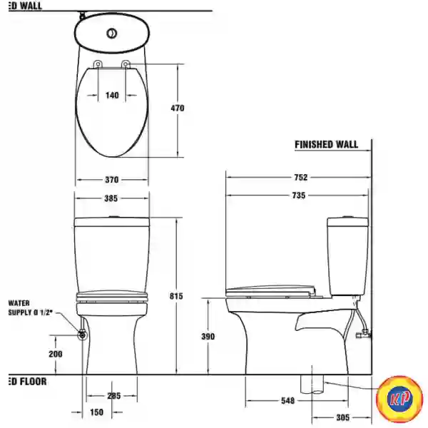 Bồn Cầu COTTO C1389 2 Khối Xả Nhấn