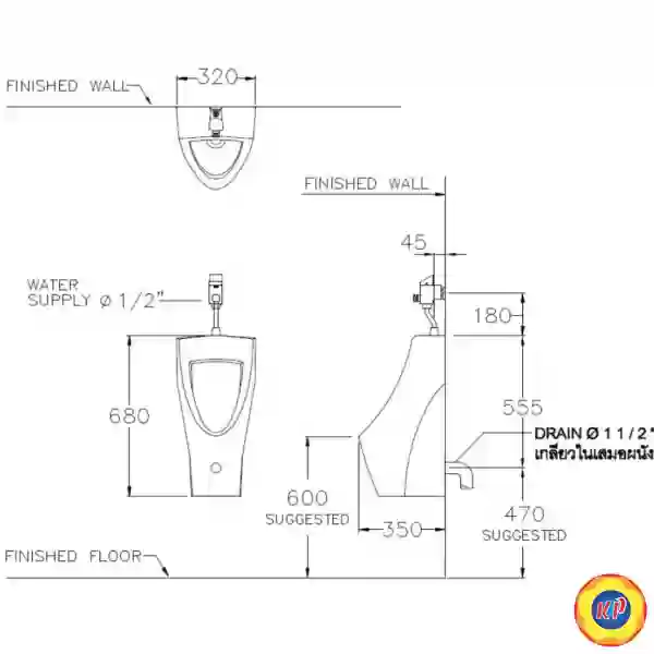 Bồn Tiểu Nam COTTO C31217 Riviera Treo Tường