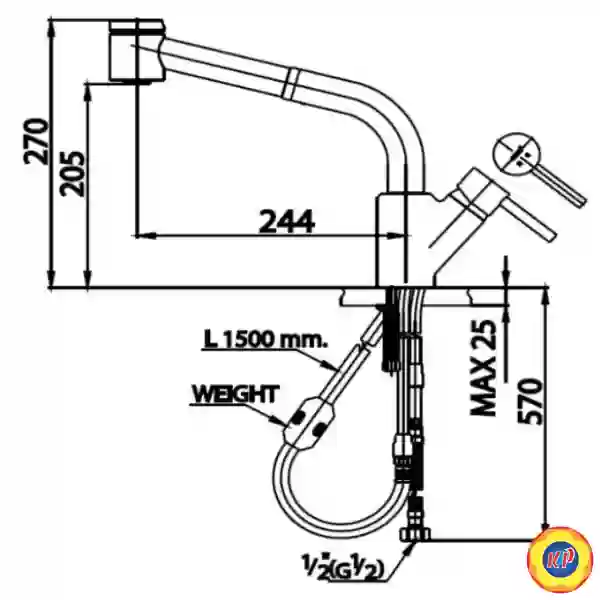 Vòi Bếp COTTO CT2078A Anthony Rút Dây Nóng Lạnh