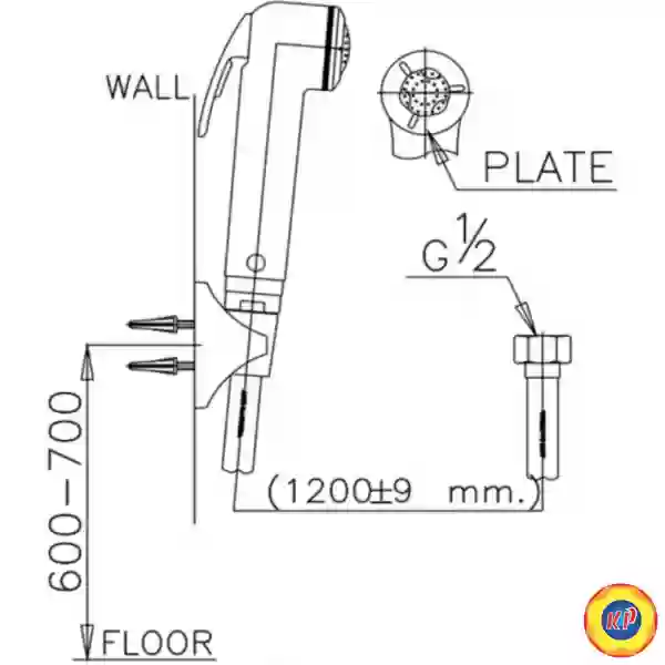 Vòi Xịt Toilet COTTO CT992NH#WH(HM) Phun 1 Chế Độ