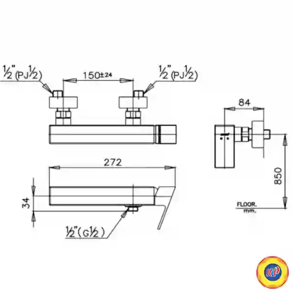 Củ Sen Tắm COTTO CT2012A Square Nóng Lạnh
