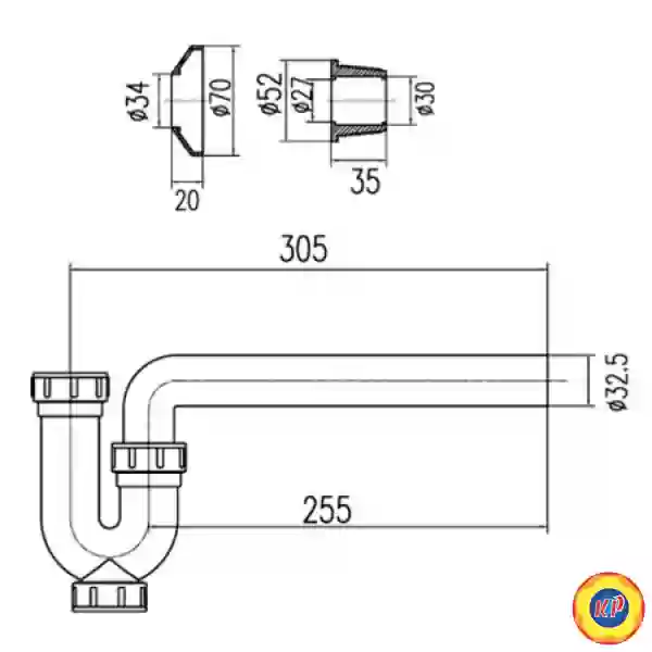 Co Chữ P INAX A-325PL (A325PL) Nhựa