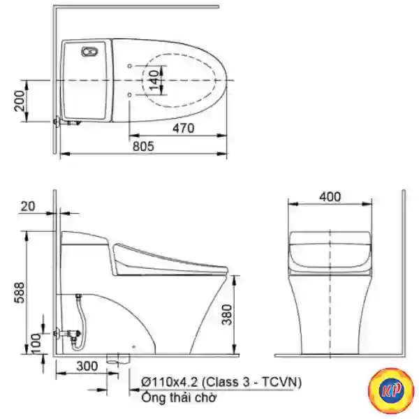Bồn Cầu INAX AC-1008R/CW-S32VN Nắp Rửa Cơ