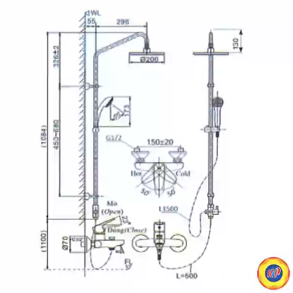 Vòi Sen Tắm Cây Inax BFV-1115S (BFV1115S) Nóng Lạnh