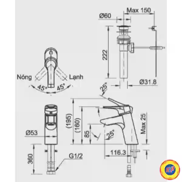 Vòi Chậu Lavabo Inax LFV-6012S (LFV6012S) Nóng Lạnh