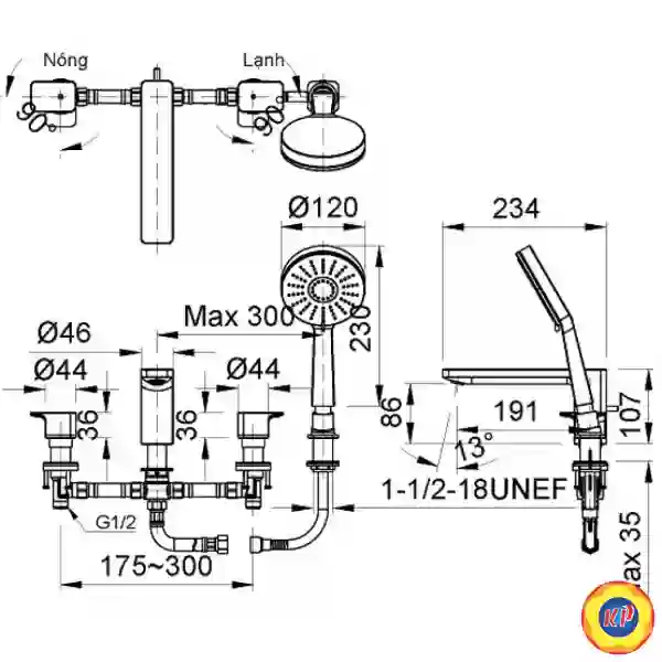 Vòi Sen Bồn Tắm Inax BFV-5013S Nóng Lạnh