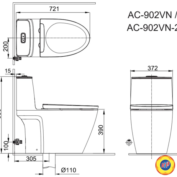 Bồn Cầu INAX ACT-902VN (ACT902VN) 1 Khối Dòng S200 Xả Không Chạm