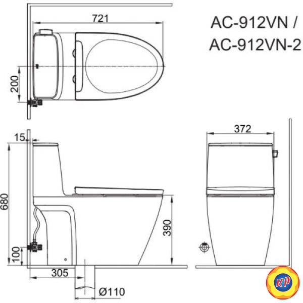 Bồn Cầu INAX AC-912/CW-S32VN Nắp Rửa Cơ Xả Gạt
