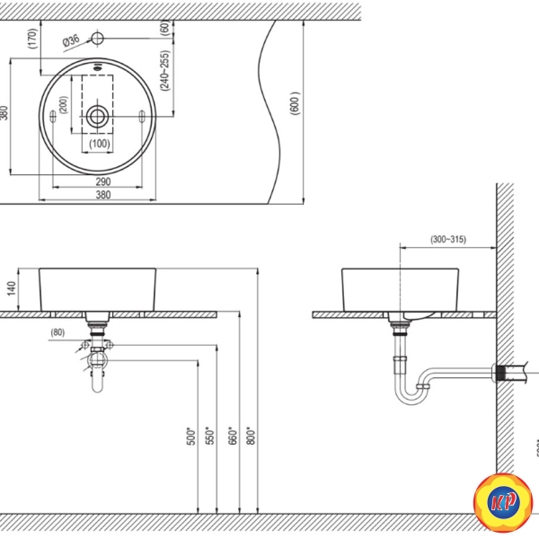 Chậu Rửa Lavabo Inax L-295V (L295V) Đặt Bàn Tròn
