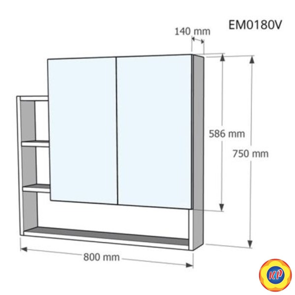 Tủ Gương Treo Phòng Tắm CAESAR EM0180V Màu Trắng