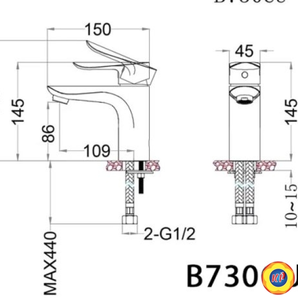 Vòi Lavabo Caesar B730CU Nóng Lạnh