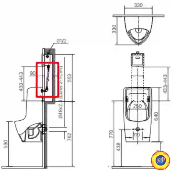 Bồn Tiểu Nam Inax U-431VAC Treo Tường Cấp Âm