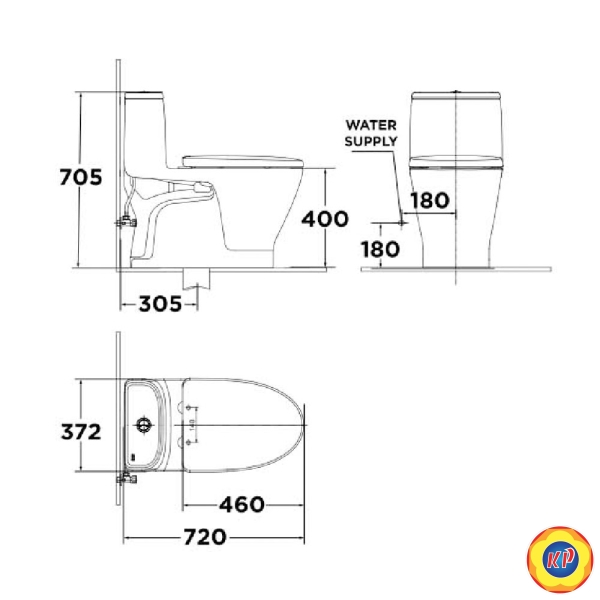 Bồn Cầu 1 Khối American Standard VF-1863 LOVEN