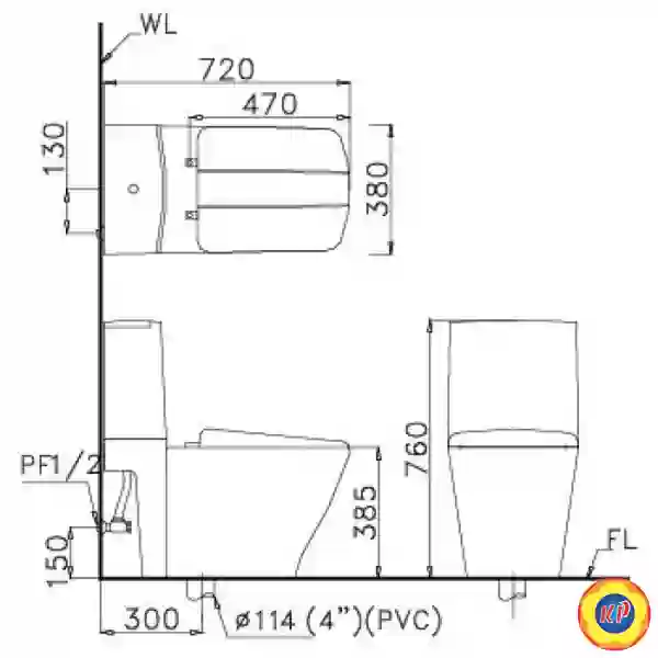 Bồn Cầu CAESAR CD1346 Thùng T1146 Nắp Êm