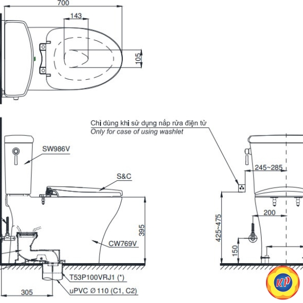 Bồn Cầu TOTO CS986GE2 Nắp Rửa Cơ