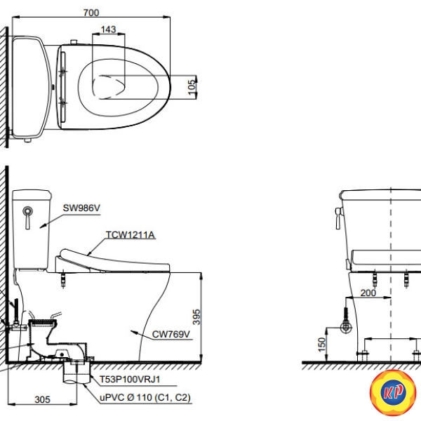 Bồn Cầu TOTO CS986GE4 Nắp Rửa Cơ