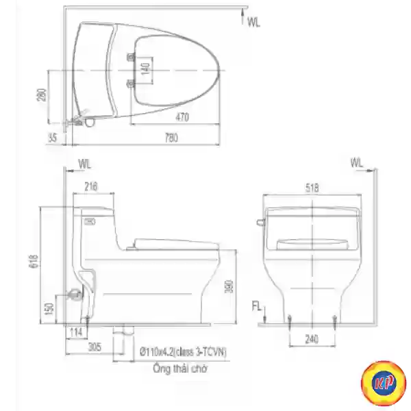 Bồn Cầu INAX AC-4005VN (AC4005VN) Một Khối Aqua Ceramic Mới