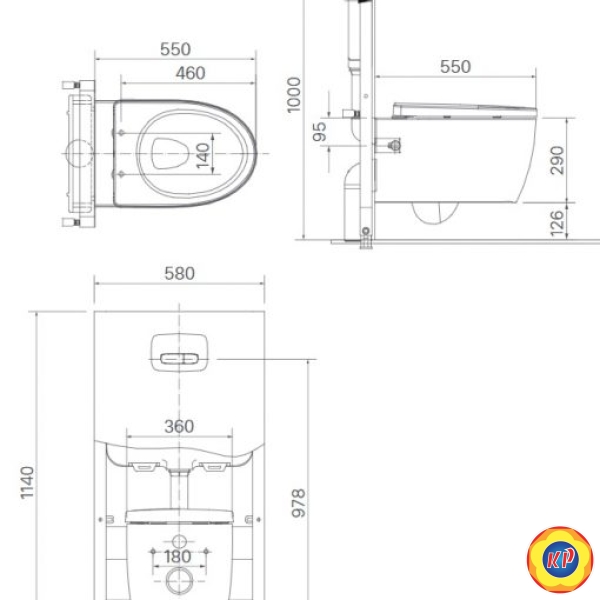 Bồn Cầu Treo Tường INAX AC-952/CW-H18VN Nắp Điện Tử