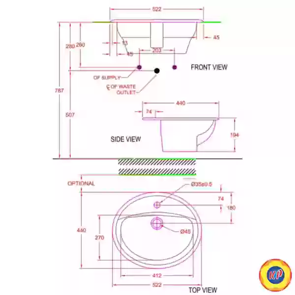 Chậu Lavabo Dương Vành American Standard VF-0476 Aqualyn