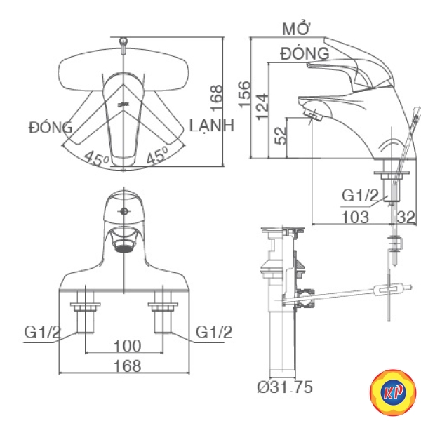 Vòi Chậu Rửa Nóng Lạnh Inax LFV-3001S (LFV3001S) Lavabo 3 Lỗ
