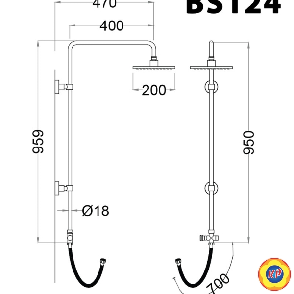 Bộ Vòi Sen Cây Caesar S493C/BS124 Nóng Lạnh