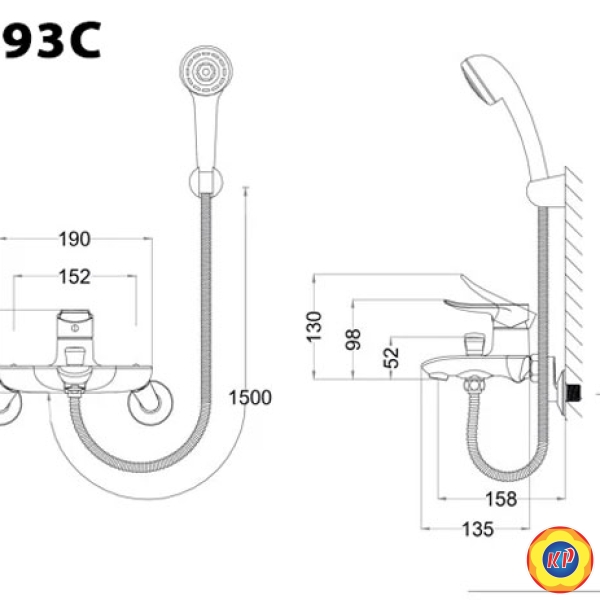 Bộ Vòi Sen Cây Caesar S493C/BS124 Nóng Lạnh