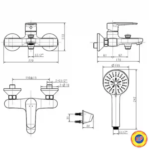 Vòi Sen American Standard WF-B211 Simplica Nóng Lạnh