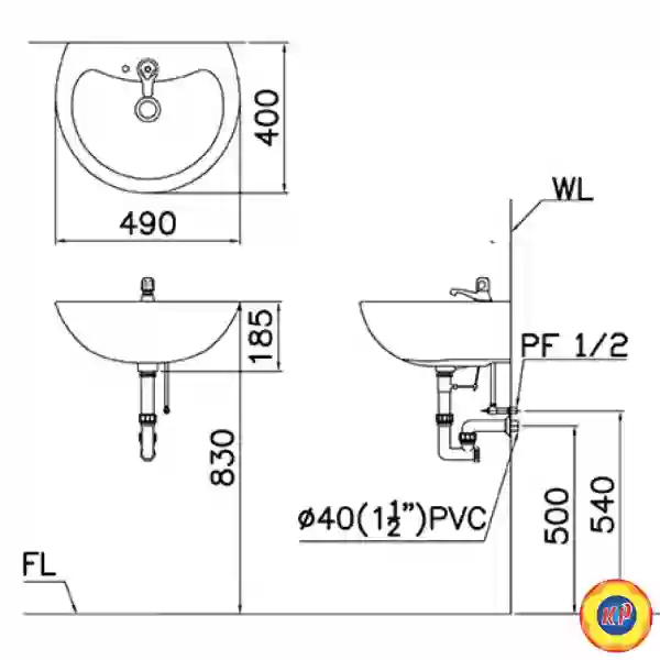 Chậu Rửa Lavabo Treo Tường CAESAR L2150