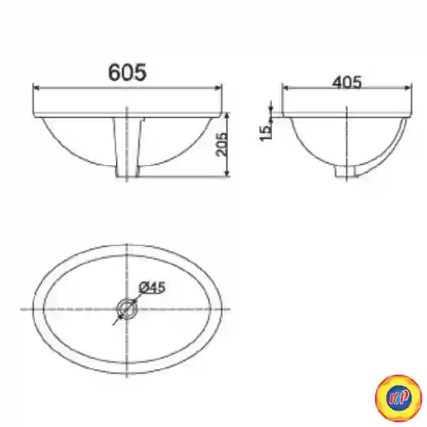Chậu Lavabo Oval Âm Bàn American Standard WP-0433