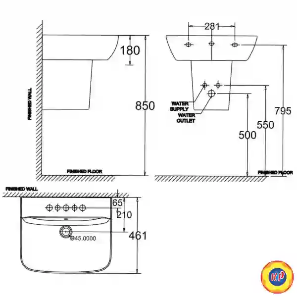 Lavabo Treo Tường American Standard WP-1511/0712-WT Cygnet