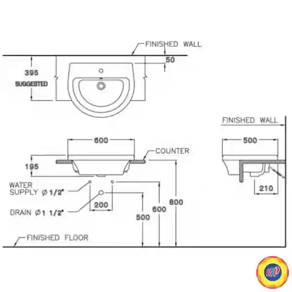 Chậu Rửa Mặt Lavabo COTTO C02137 Opera Bán Âm Bàn