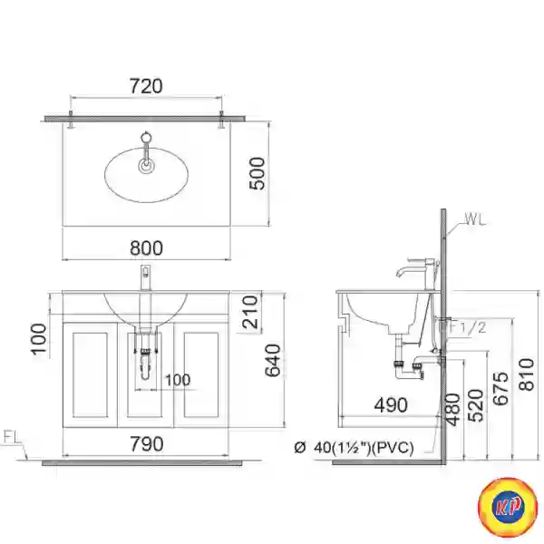 Bộ Tủ Lavabo Caesar LF5026/EH15026AV Màu Trắng Treo Tường
