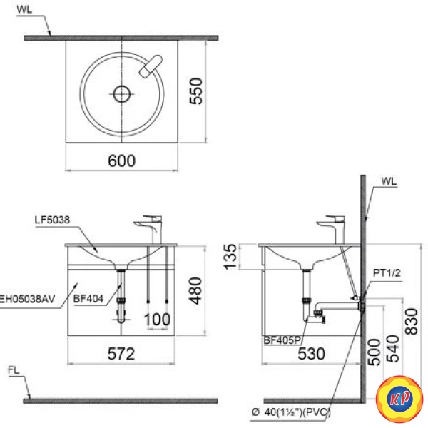 Chậu Rửa Lavabo Dương Bàn CAESAR LF5038