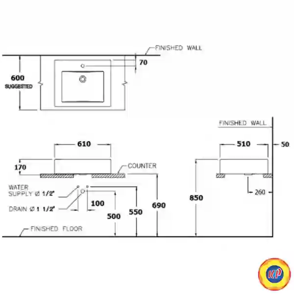 Chậu Rửa Lavabo COTTO C0005 Kate Đặt Bàn