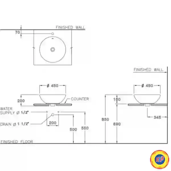 Chậu Rửa Lavabo COTTO C0015 Honey Dương Bàn