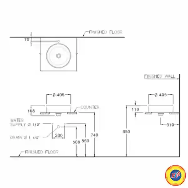 Chậu Lavabo COTTO C003407 Đặt Bàn Sensation Round