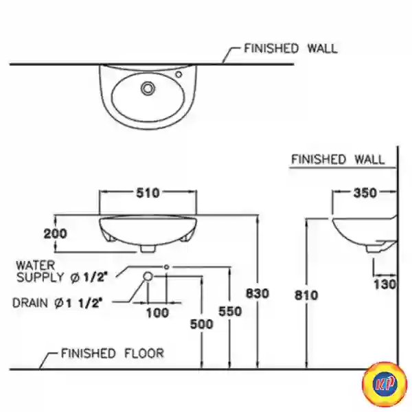 Lavabo COTTO C005 Annie Treo Tường