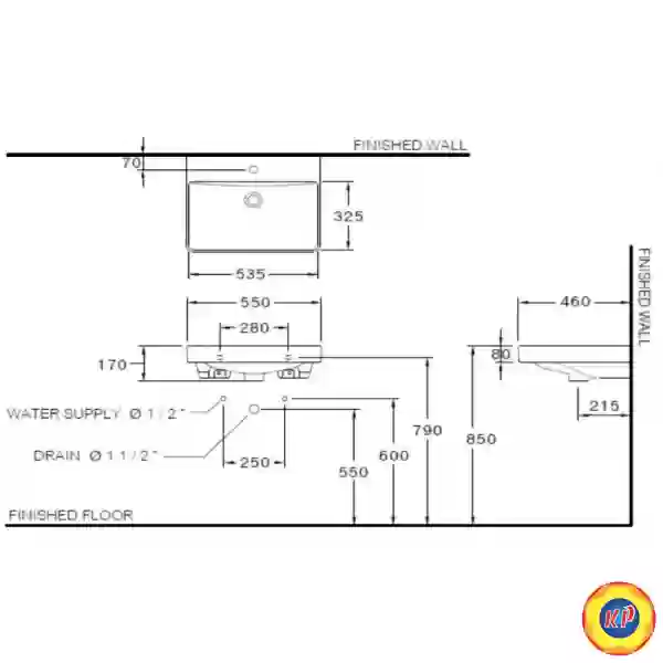 Chậu Lavabo COTTO C005907 Simply Modish Đặt Bàn hoặc Treo Tường