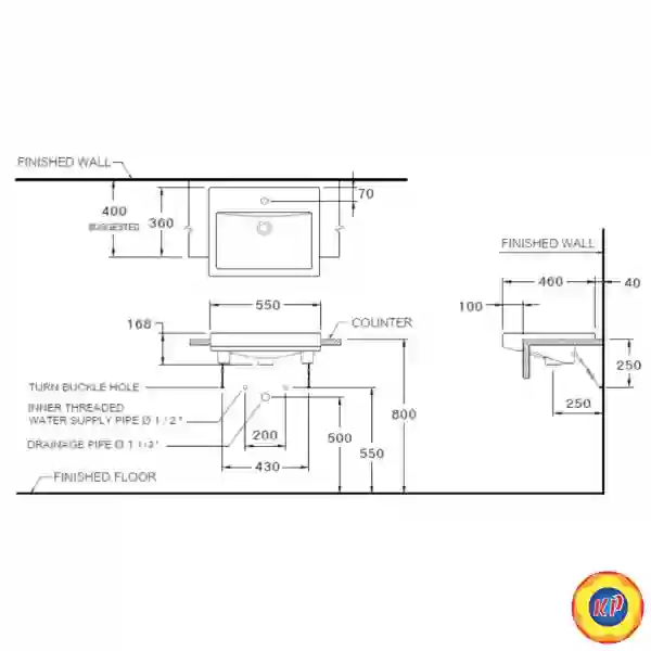 Chậu Lavabo COTTO C02460 Dương Vành Viva