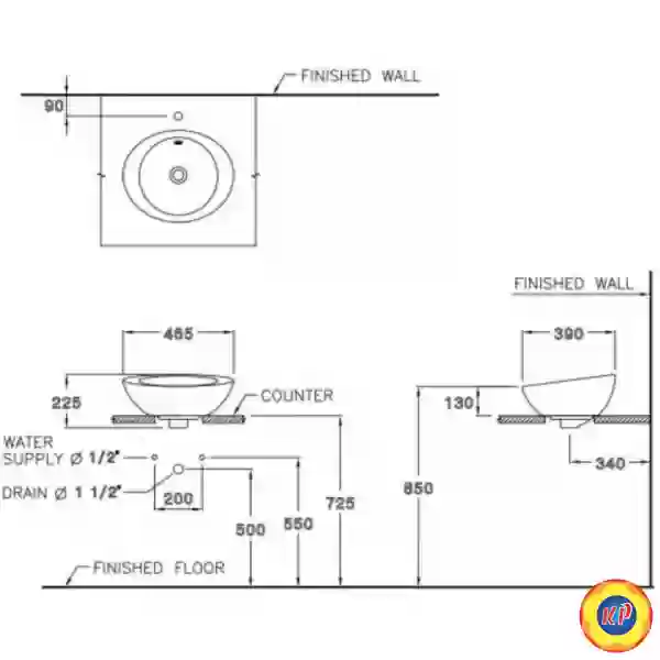 Chậu Rửa Lavabo COTTO C02507 Dazzle Đặt Bàn