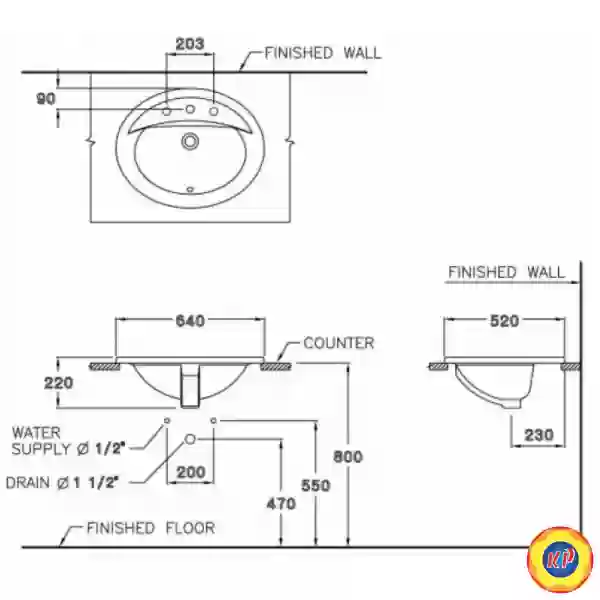 Chậu Rửa Mặt Lavabo COTTO C02607 Serena Dương Vành