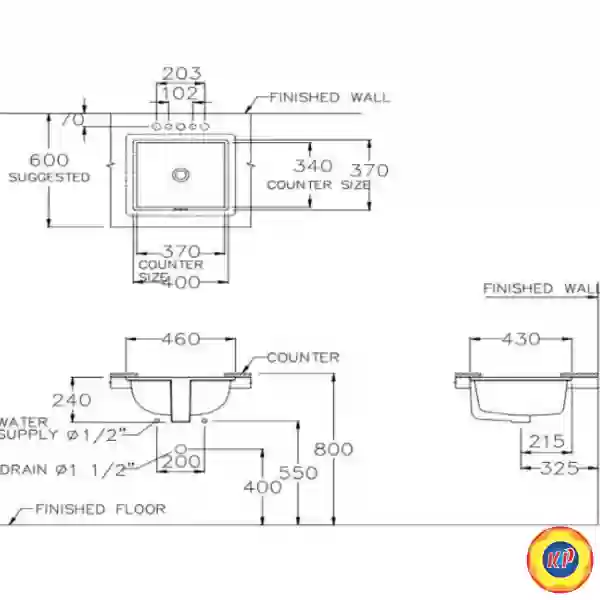 Chậu Rửa Lavabo COTTO C0512 Âm Bàn