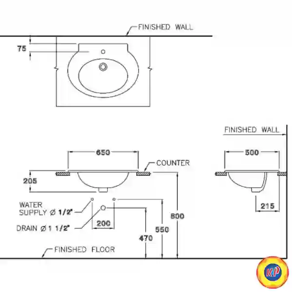 Chậu Rửa Lavabo COTTO C05817 Charisma Dương Vành