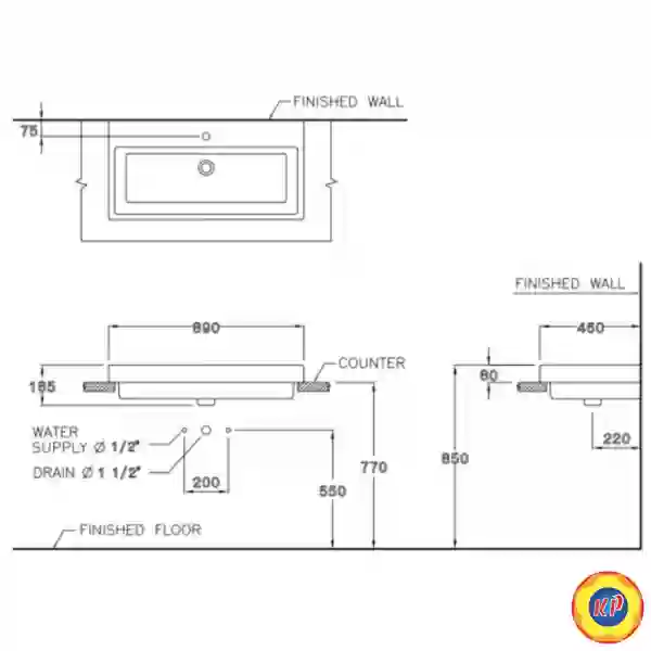 Chậu Rửa Lavabo COTTO C0900 Đặt Bàn Quado
