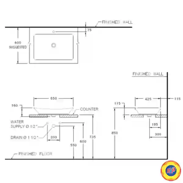 Chậu Lavabo COTTO C09117 Đặt Bàn Thantara
