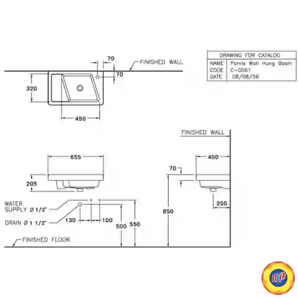 Chậu Lavabo COTTO SC00657 Treo Tường Geo