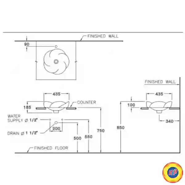 Chậu Rửa Mặt Lavabo COTTO C0240 Julia Bán Âm Bàn