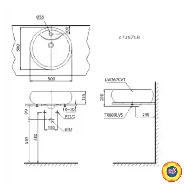 Chậu Lavabo TOTO LT367CR#XW Đặt Bàn