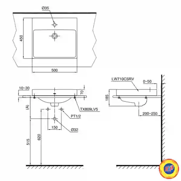 Chậu Rửa Lavabo TOTO LT710CSR#XW Đặt Bàn